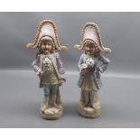 Pair of late 19th century bisque models, figures in classical dress, 11 1/2" high