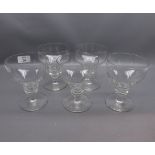 Set of five 20th century clear glass rummers