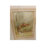 T SIMPSON, framed watercolour study, Winchester Cathedral view, in contemporary gilt frame, 15" wide