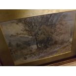 W J BODDY, framed watercolour study, "On The Greta, Keswick", 18 1/2" wide including frame