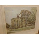 L GORDON HANNAFORD, framed watercolour study, Norwich Cathedral, 19" wide including frame