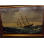 JOHN TERRY, oil on canvas study, The Cutty Sark in the Bay of Biscay, in contemporary gilt frame,