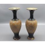 Pair of Doulton Slaters baluster stem vases, 10" high (A/F)