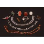 Mixed Lot: mainly white metal jewellery to include two bracelets, both paste-set; three dress