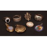 Mixed Lot: two modern 9ct gold dress rings, diamond set; modern 9ct gold paste-set ring; a Victorian