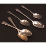 Mixed Lot: George III Old English pattern basting spoon, together with a pair of tablespoons and two