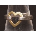 Modern Tiffany & Co white and yellow metal "Heart" ring, stamped "Tiffany & Co 925 and 750",