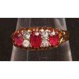 Late 19th century 9ct gold dress ring, paste-set, finger size O, 2.9gms gross weight