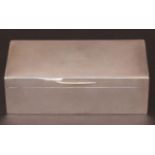 George VI table cigarette box, of rectangular form, the hinged cover with engine-turned decoration