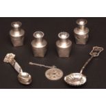 Mixed Lot: six modern white metal teaspoons, marked "Sterling", together with a further serving