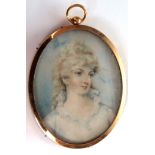 ENGLISH SCHOOL (20TH CENTURY) Head and shoulders portrait of a lady portrait miniature 3 x 2 ins