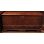 18th century mahogany blanket chest, with moulded edge and lifting lid enclosing a void interior,