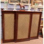 Mahogany Regency style breakfront side cabinet, moulded edge over beaded borders, the three doors