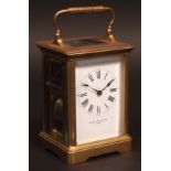 Late 19th century French brass carriage clock, retailed by Sir John Bennet Ltd - Paris, 1668, the