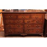 18th century mahogany large blanket chest, moulded edge and lifting lid, front with four drawers and