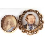 ENGLISH SCHOOL (18TH CENTURY) Portrait of a gent wearing a powdered wig portrait miniature 1 1/2 x 1