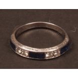 Late 20th century 18ct white gold sapphire and diamond half-eternity ring, band alternate set with