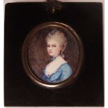 AFTER JEREMIAH MEYER "Mrs Carruthers" portrait miniature 2 1/2 x 2 ins