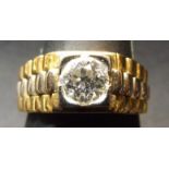 18ct gold and diamond single stone ring, having a brilliant cut diamond in a square setting, the