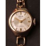 Late 20th century 9ct gold ladies wristwatch, Corvette, the Swiss 17 jewel movement to a signed