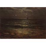 GEORGE GREGORY (1849-1938, BRITISH) "Moonlight" oil on board, signed and dated 1886 lower left 4 x 6