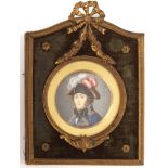 FRENCH SCHOOL (19TH CENTURY) French Officer portrait miniature 2 1/4 ins diameter