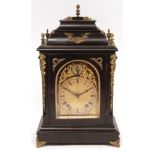 Early 20th century ebonised and cast brass mounted mantel clock, Winterhalder & Hofmeier, the case