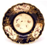 Chelsea gold anchor period circular plate, painted in colours with panels of game birds and