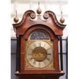 Oak and mahogany cross banded 8-day longcase clock, signed B Booth - Pontefract, the case with