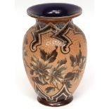 Royal Doulton Lambeth vase by Eliza Simmance, decorated with beaded geometric designs and pate-sur-