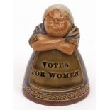 Royal Doulton Stoneware lidded and hinged inkwell, inscribed "Votes For Women", impressed marks, 3