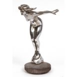 Chrome plated car mascot "Speed Nymph", probably by Lejeune, marked at foot "Reg/ED No 656502"