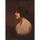 ENGLISH SCHOOL (EARLY 20TH CENTURY) Head and shoulders portrait of a lady oil on board 21 1/2 x 15