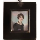 FREDERIC BUCK (1771-1839, BRITISH) Half length portrait of a lady portrait miniature 3 x 2 1/4 ins