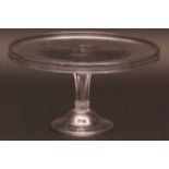 Early 19th century glass tazza, of circular form with slightly raised rim, on a wrythen and
