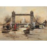 FRANK WILLIAM SCARBROUGH (1860-1939, BRITISH) "Tower Bridge" watercolour, signed lower right 11 x 15