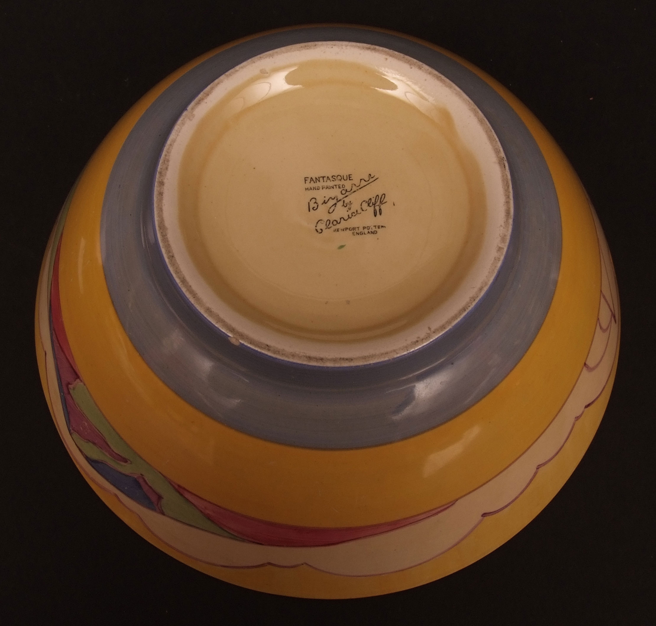 Clarice Cliff circular bowl "Gibraltar" pattern, (shoulder only), 8" diameter - Image 7 of 7