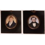 ENGLISH SCHOOL (19TH CENTURY) Head and shoulders portraits of gents pair of portrait miniatures 2