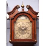 Composite mahogany cased 8-day longcase clock, the case with swan neck pediment and central globe