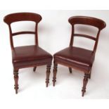 Set of 12 Victorian mahogany bar back dining chairs, all with brown leatherette upholstered seats,
