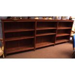 Late 19th century oak large bookcase, of rectangular form with moulded edge, three sections each