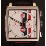 Early 21st century stainless steel two button calendar chronograph wristwatch, Tag Heuer "Monaco",