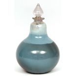 Large glass vintage chemist's jar, of baluster form with a conical stopper, 17" high
