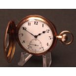 First quarter of the 20th century 9ct gold half hunter keyless lever watch, S&Co, 709372, the