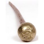 Nickel mounted Regimental swagger stick, crested for IXth Battalion The Norfolk Regiment, total