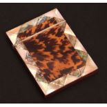 Late 19th century mother of pearl, abalone and tortoiseshell mounted card case of typical