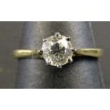 Early 20th century 18ct gold and diamond solitaire ring, set with a round brilliant cut diamond (0.