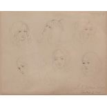 SIR JOHN EVERETT MILLAIS, PRA (1829-1896, BRITISH) Six studies of a girl's head pencil drawing,