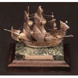 Elizabeth II model of "The Mary Rose, 1511-1545", 0210500, on a variegated marble base and stained