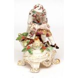 Bow figure, emblematic of Winter (from a set of the Four Seasons), the figure modelled as a